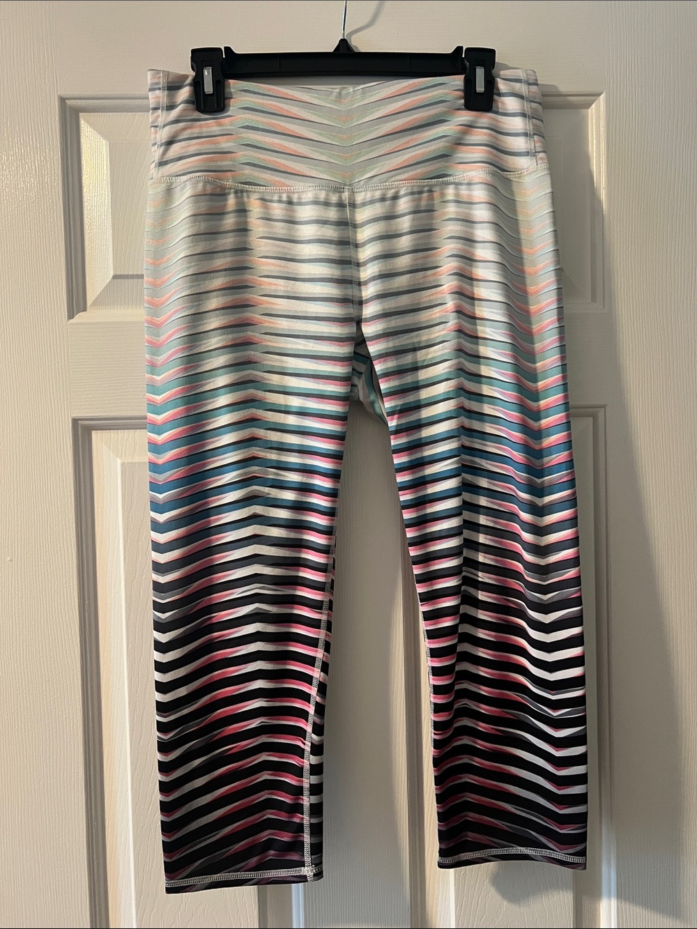 Athleta Striped Ombre Active Leggings - Pink, Teal & Black